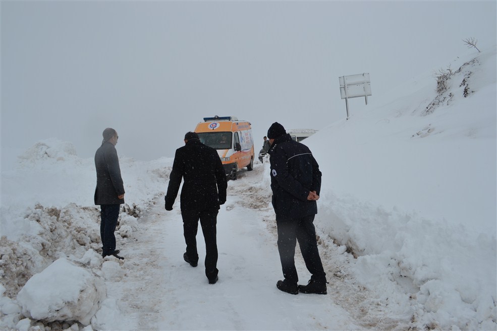Kaymakam Köy yollarını açma çalışmasına katıldı