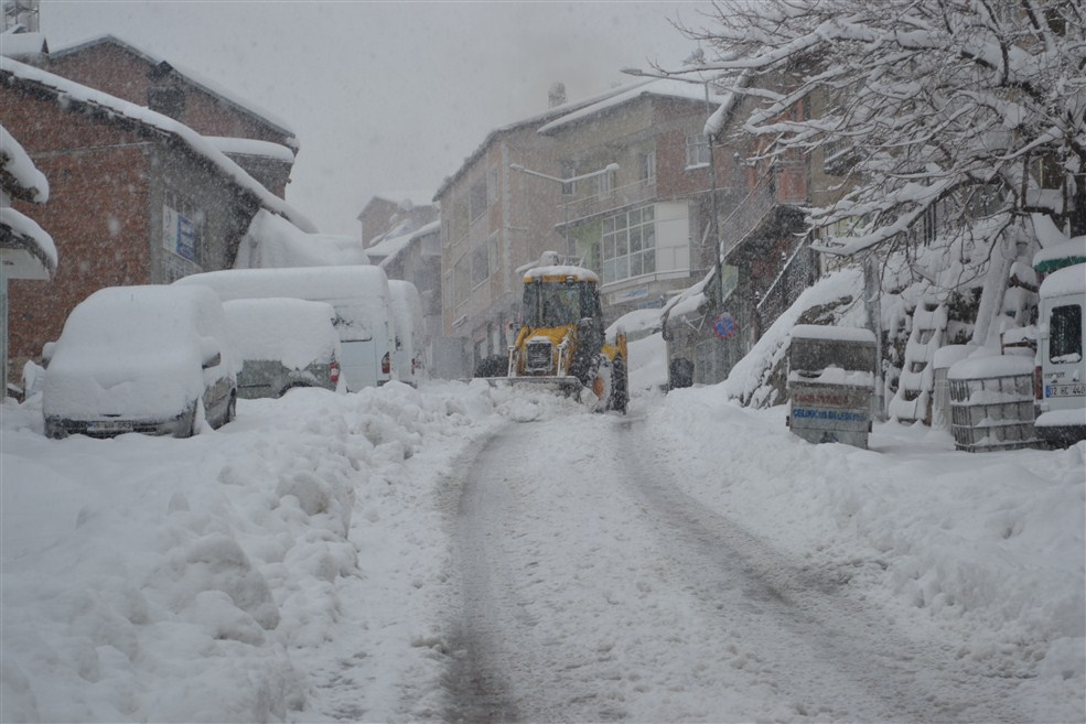 Kaymakam Köy yollarını açma çalışmasına katıldı